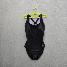 Speedo Women Swimwear 14 Black Lining Nylon Polyester One-Piece Racerback Logo