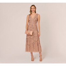 Adrianna Papell Petite Floral Beaded Ankle Length Sleeveless Gown 2P NWT Glam