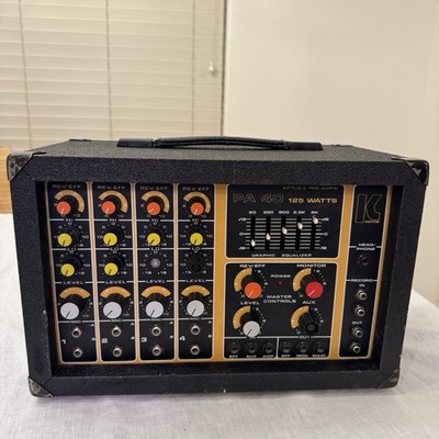 Vintage Kustom PA40 125 Watts 4 OHMS Powered Amplifier Aptus 2 Pre-Amps Works