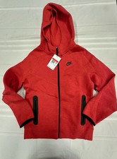 Nike Sportswear Big Kids' Tech Fleece Full-Zip Hoodie Red Size Large FD3285-672