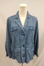 NWT Talbots Chambray Jacket Blazer Costal Summer Blue Lightweight Casual Sz XP