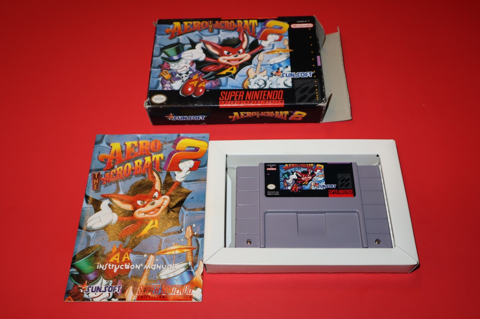 AERO THE ACRO-BAT 2 FOR SUPER NINTENDO SNES IN BOX WITH INSTRUCTIONS!
