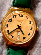 SWATCH Swiss Made Uhr  mit Datumanzeige Lederarmband  SELTEN -  Schöne Uhr**