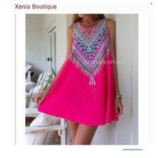 Xenia Boutique Pink Print Summer Dress Party Beach sz  US 2
