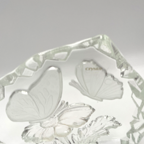 L.E. SMITH Butterfly Glass Crystal Paperweight - Frosted Butterflies Shelf Decor - Picture 7 of 9