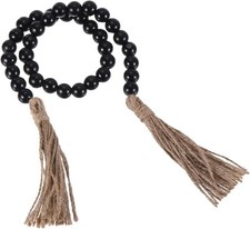 uxcell 28 inch Wood Bead Garland Home Decor with Tassels, 28 inch, Black