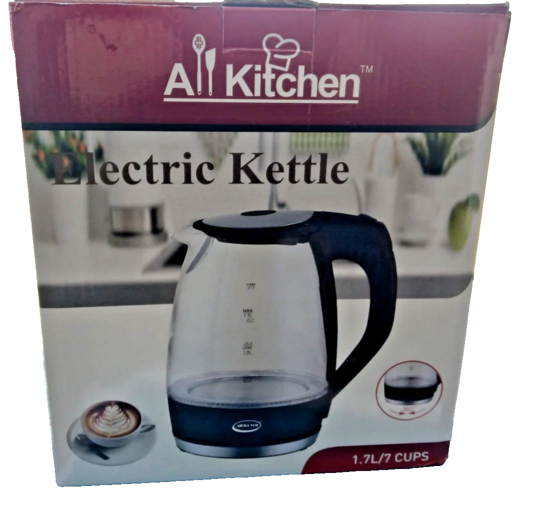 Electric Water Kettle - Glass Tea Kettle Fast Boiling 1.7L 1100W