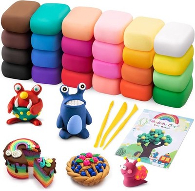 Air Dry Modeling Clay Kit - 24 Colors with 3 Sculpting Tools - Magic Foam Clay f