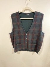 Vintage Button Down Plaid Sweater Vest  