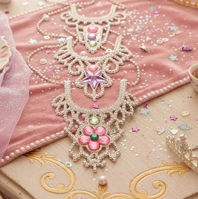 3x Schmuck Halskette Set Mädchen Prinzessin Geburtstag Party Gastgeschenk Tasche Füllung Spielzeug Geschenk
