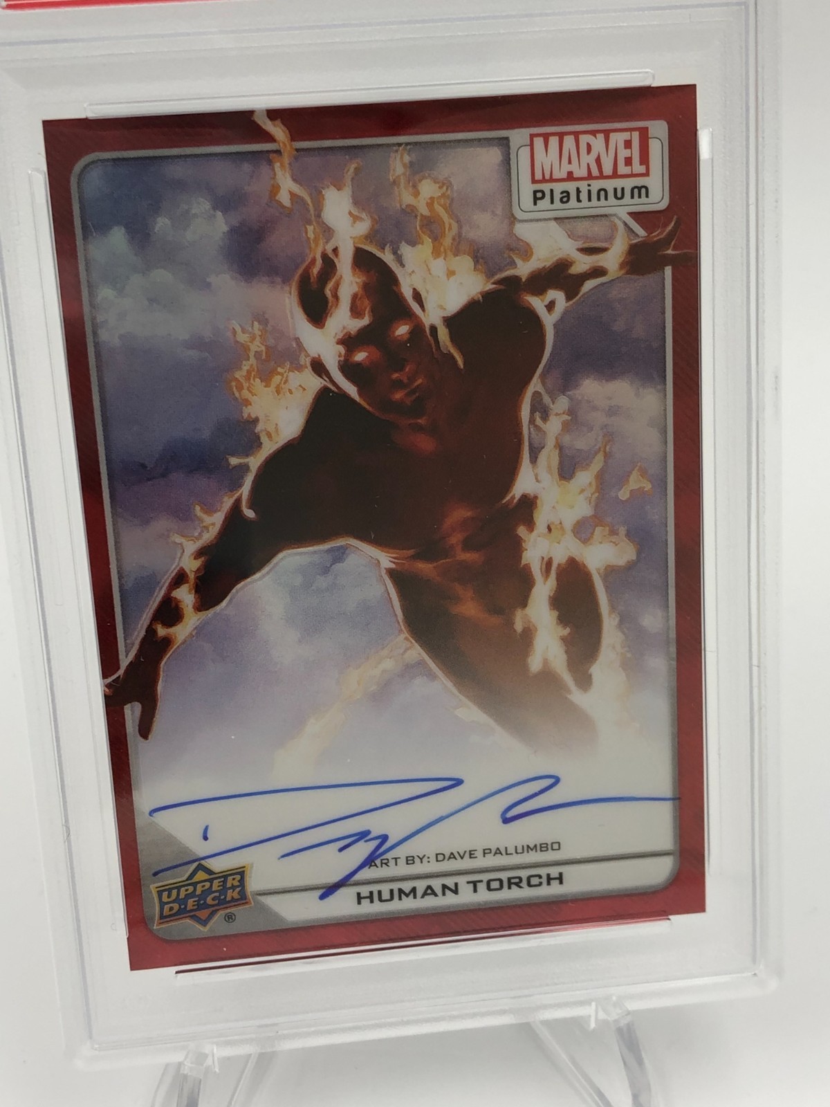 DAVID PALUMBO AUTO card 2023 MARVEL PLATINUM Art HUMAN TORCH Signed grade PSA 9 view 5