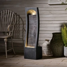 FORFAR MODERN INDOOR WATER FOUNTAIN CURVED FAUX - GARY - Scratch & Dent