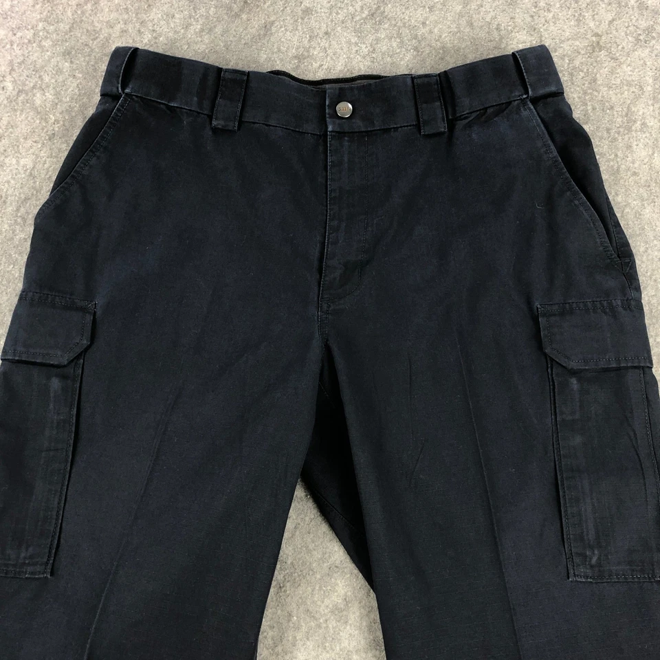 Pantalones tácticos 5.11 para hombre 38x28 azul marino bolsillos de carga cintura elástica recta Foto 3 de 4