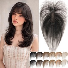 Clip In 100 Human Hair Extensions Fringe Bangs Remy Topper Hairpiece One Piece