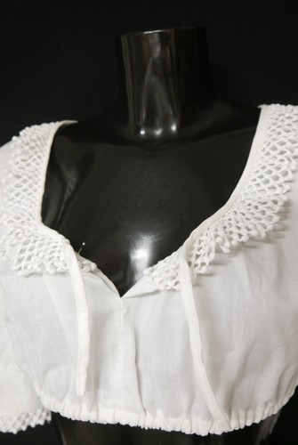 Gr.38 Dirndlbluse weiß Bluse für Dirndl Baumwollmischung mit Spitze B11205 - Bild 2 von 4