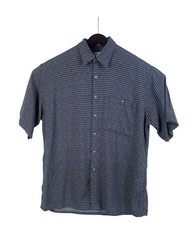 Pierre Cardin Mens L Blue Geometric Hawaiian Camp Shirt 100 Rayon Korea