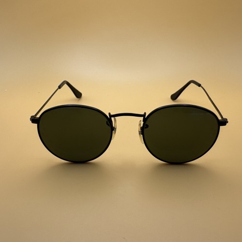 VINTAGE B&L RAY BAN W1574 VWAS BLACK CHROME G15 CRYSTAL ROUND AVIATOR SUNGLASSES - 第 3/17 張圖片