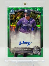 2025 Bowman Chrome Alessander De La Cruz On Card Auto Green Wave /99 1st bowman