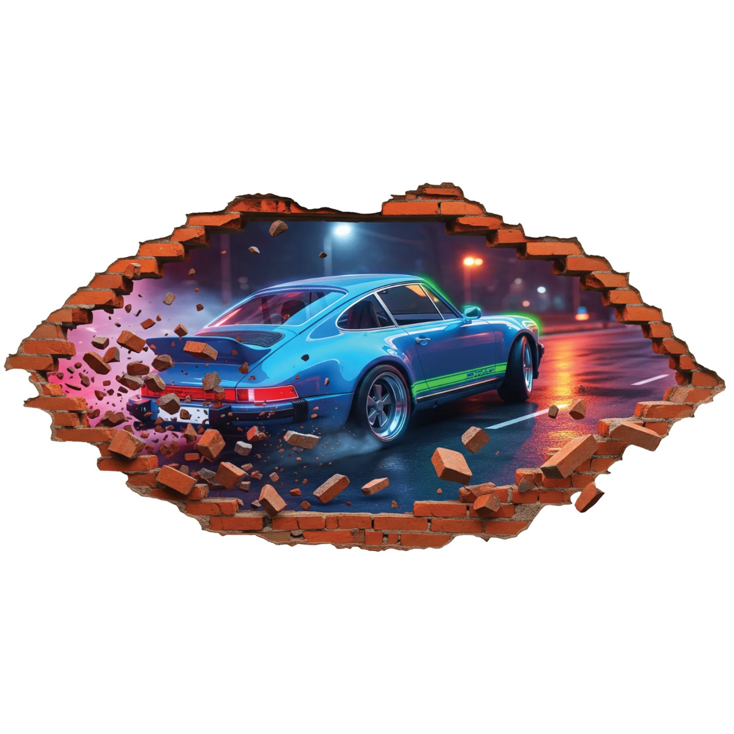 Classic Neon Sports Car 137x70cm | Smashed Vintage Racing Breakout