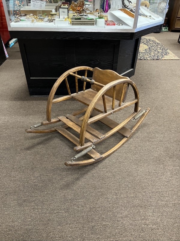 Vintage Baby Bounce Wood Rocking Chair