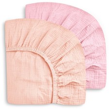 2-Pack Muslin Crib Sheets for Boys  Girls, Ultra Soft Breathable 40S Long-St...