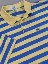 Izod Lacoste Shirt Vintage Mens Large Blue Yellow Polo Retro Preppy Made In USA