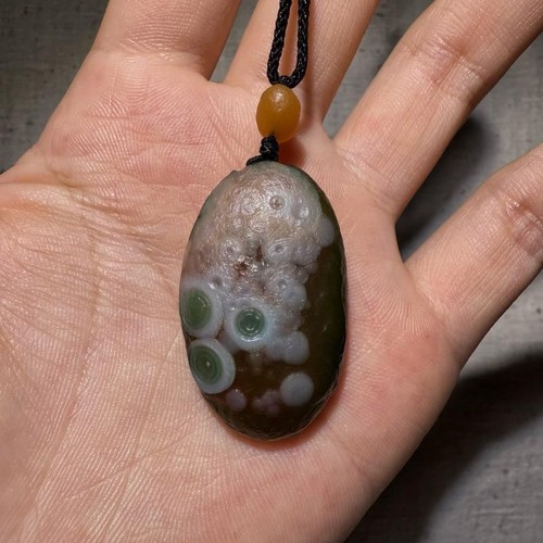 🌟🔥🚀Raro colgante de ágata áspera ojo Gobi de China Mongolia Interior - Imagen 9 de 10