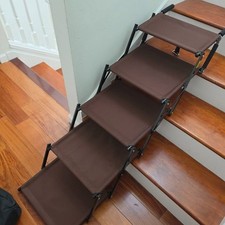 Folding Dog Stairs 5 Steps Extra Wide Pet Ramp for Car SUV Bed Open Box 110lbs