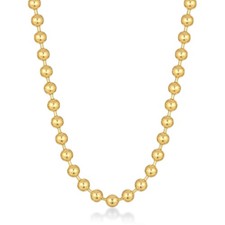 Gold Ion Plated Stainless Steel 8MM Ball Chain Necklace - 20-30" Lobster Claw