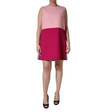 DOLCE & GABBANA Dress Pink Blue Wool Sleeveless Shift Mini IT36/US2/XXS 2030usd