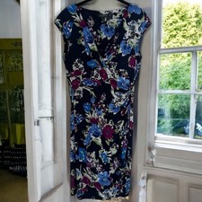 Lauren Ralph Lauren Multicolor Floral V-Neck Side Gathered Dress Size 8