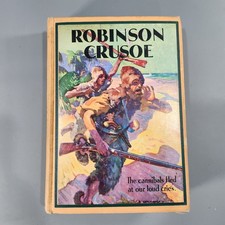 Vtg Robinson Crusoe Daniel Defoe Garden City Illus Noel Pocock Hardcover 1940s