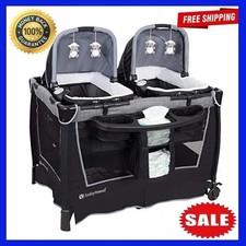 Retreat Twins Nursery Center Infant Baby Bed Playard Sleeper Cradle Playpen
