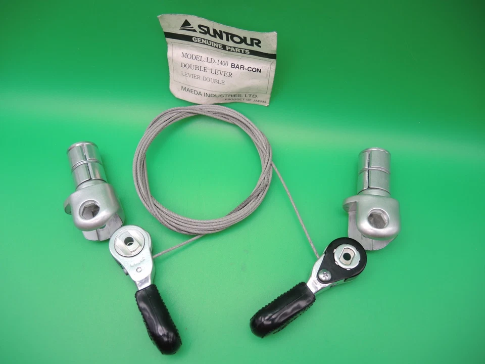 SUNTOUR BAR CON BAR END RATCHET SHIFTERS LD-1400 1980s NEW OLD STOCK WITH CABLES - Image 4 of 4