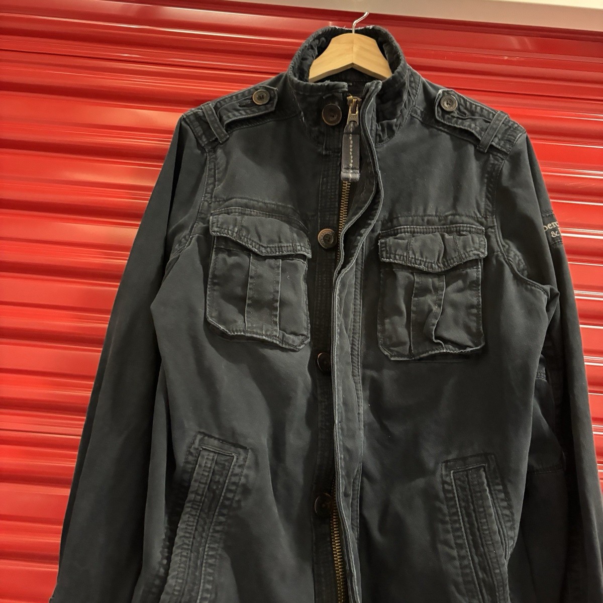 VTG Abercrombie & Fitch Blue Military Navy Field M65 Jacket