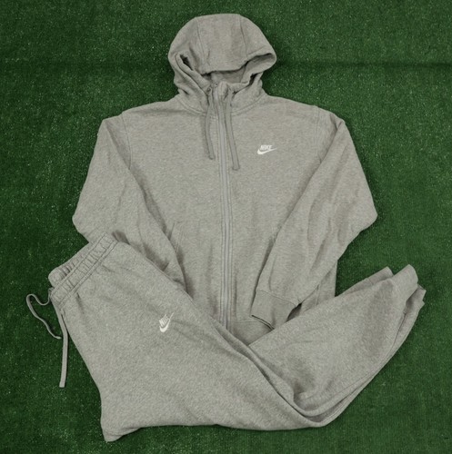 Nike NSW Club Fleece Sweatsuit Mens Size Medium Set Matching Gray EE44