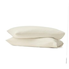 Flannel Fine Line Stripe Pillowcase Set - - Luxury 100 Organic King Cream/Oak