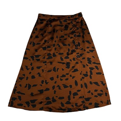LUSH Cheetah Print Satin A-Line Midi Skirt Size Medium NEW Lightweight Trendy
