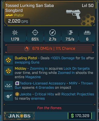 Borderlands 4   Legendary MODDED Gun   San Saba Songbird   Lvl 50   PS PC XB