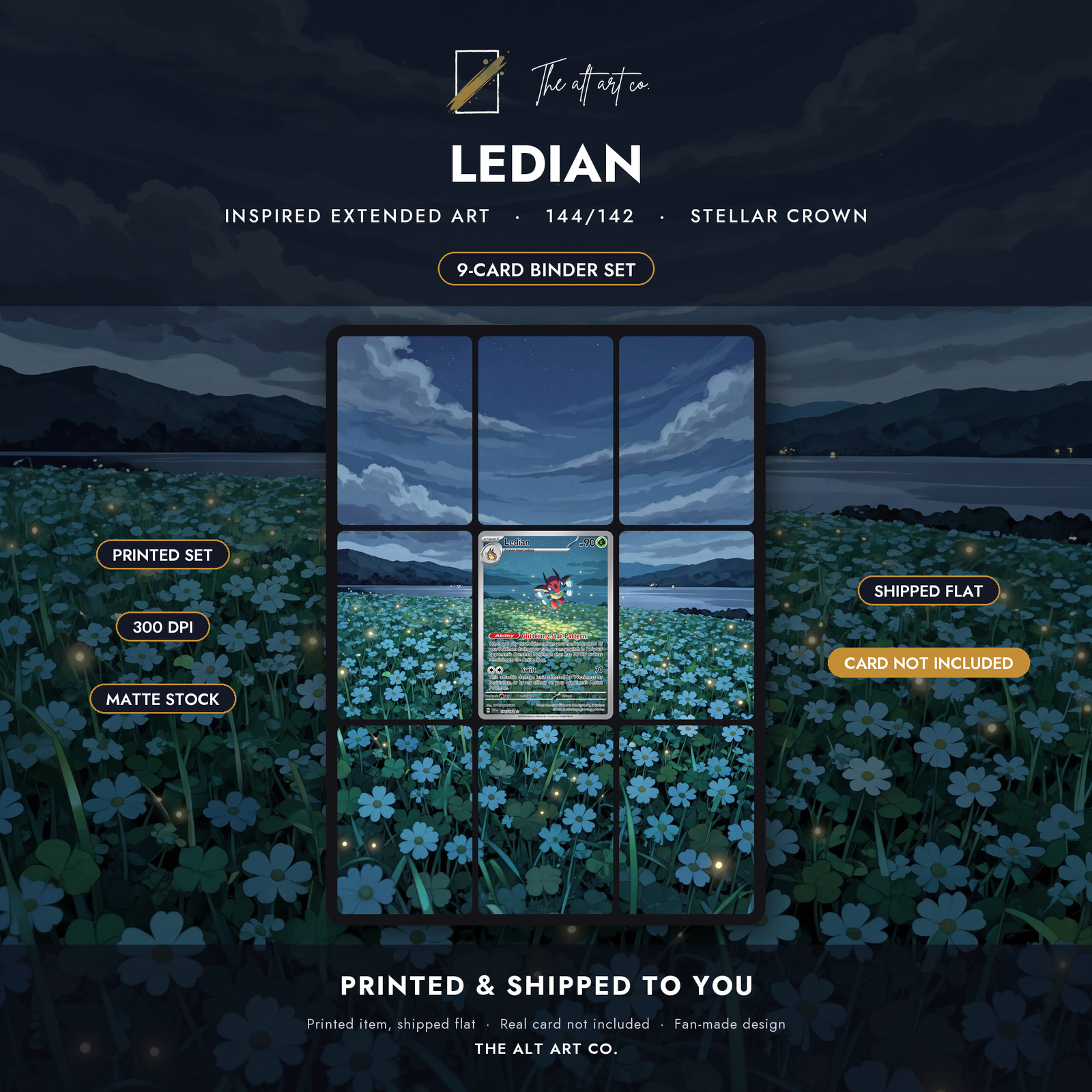 Pokemon Ledian 144/142 Stellar Crown Extended Art Binder Insert 3x3 9-Pocket