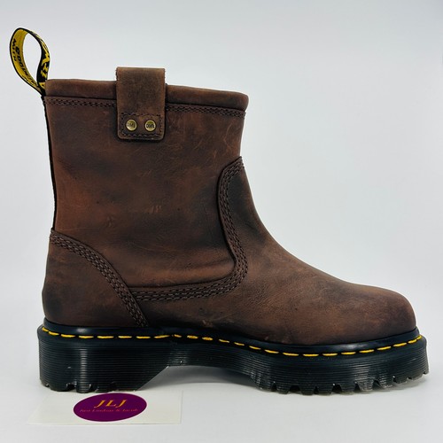 Bottes motardes femme Dr. Martens Anistone Lo marron foncé cuir ciré pointure 9 - Photo 7/11