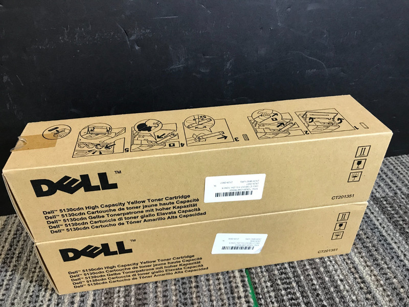 (LOT OF 2) Genuine Dell 5130CDN HIGH CAPACITY YELLOW TONE CARTRIDGE  NIB*