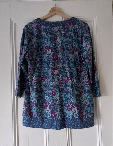 Ladies DASH Blue Floral Print Tunic Top EU 42 UK 14 - Picture 4 of 4