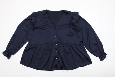 Sehr Damen blau Polyester Basic Knopfleiste Größe 18 V-Ausschnitt