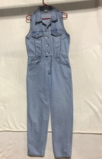 Vintage Rare Moda Intl Denim Jean Overalls Jumpsuit Y2K Womens Sz M Made in USA