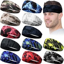 12 Pcs Headbands for Men Running Headband Mens Sweat Bands Stylish Style