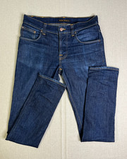 Nudie Jeans Mens Grim Tim Dry Open Navy Dark Indigo Slim Straight Jeans W31 L34