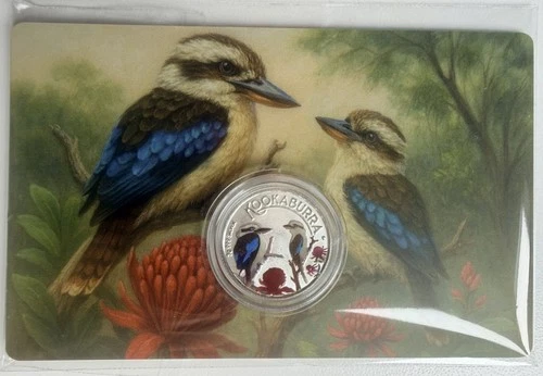 Colorized Kookaburra Trib Round 3 Gram .999 Silver In Capsule In Assay Card
