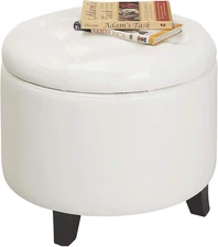 Designs4Comfort round Storage Ottoman 19.75" - Versatile Contemporary Foot Stool