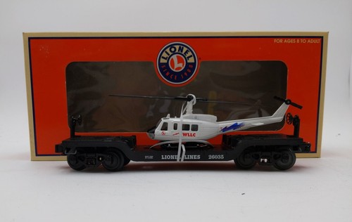 Coche plano Lionel 6-26035 calibre O líneas Lionel con helicóptero nuevo en caja | Condition: New